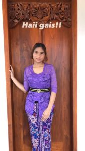 Setelan Baju Kebaya Brokat Stretch Tulip dan Rok Knit Full Stretch Songket Bali Modern