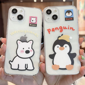 Adorable West Highland Penguin Cartoon Phone Case Transparent Soft Shell for 16Promax 15 14Plus 13 12Mini