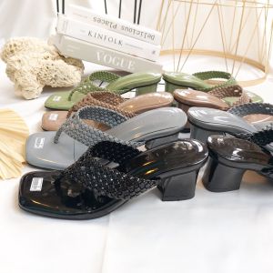 Sandal Heels Wanita Hak Bungkus Kepang Jepit BK-0016