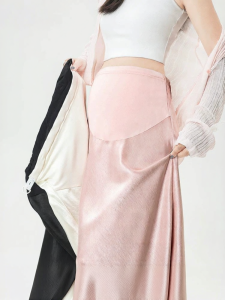 MIDULI | Pregnant Woman Light Summer Satin Aesthetic Petite Skirt