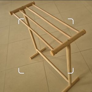 Towel Rack Round Solid Rubber Wood Hanger Rack Stand