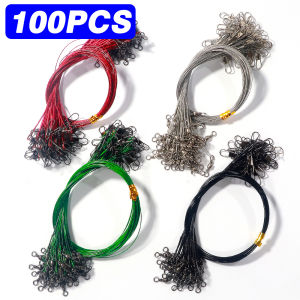Lakbat 100Pcs Anti Bite Stainless Steel Wire Leader Rolling Swivel Snap Connector Salt Sea Freshwater Pesca Fishing Tackle