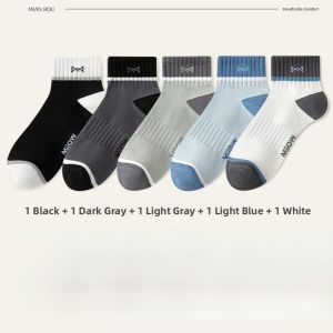 miiow | Mens Sport Socks Summer Breathable Sweat Absorbent Short Tube Cotton Blend Fashionable Versatile Cat Man Socks MiiOW