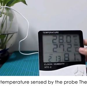 Upgrade LCD Digital Temperature Humidity Meter HTC-2 Home Indoor Outdoor Hygrometer Thermometer Weather Station with Clock