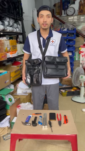 Túi đeo mini đựng đồ nghề dụng cụ vải bạt dày dành cho thợ điện lực viễn thông