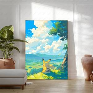KAYOU | 1PC Pokemon Peripherals Charmander Pikachu Eevee Anime Canvas Painting Poster
