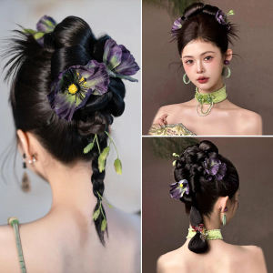 Phụ Kiện Tóc Kiểu Trung Hoa Mới 2025 Mẫu Hoa Sáp Màu Tím Cổ Điển Cao Cấp Hanfu Cheongsam Quà Tặng Phụ Kiện Tóc Cho Nữ