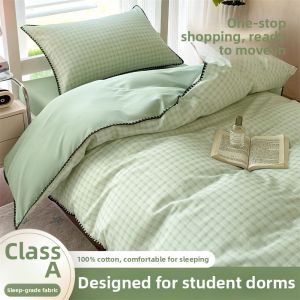 Scandinavian Style Dormitory Cotton Bedding 6-Piece Set