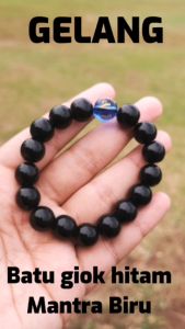 Gelang Pria Batu Giok Hitam Kombinasi Mantra Biru