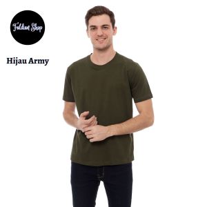 Kaos Polos Pria Oneck Lengan Pendek Bahan Katun Combed 30s Warna Hijau Army