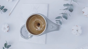Rechargeable Self Stirring Mug Coffee Cup Stainless Steel Automatic Mixing Cup Lazy Must Automatic Magnetic Stirring Coffee Mug for Coffee Milk Tea Brown/White