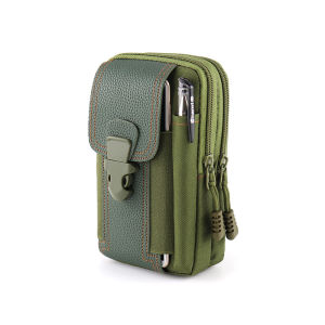 กระเป๋าคาดเอวใส่โทรศัพท์แบบลำลองสำหรับผู้ชาย ผ้าอ็อกซ์ฟอร์ด หนัง PU กระเป๋าใส่โทรศัพท์มือถือสำหรับเล่นกีฬากลางแจ้งพร้อมหัวเข็มขัดสำหรับปีนเขา