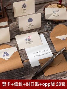 Retro Style Birthday Greeting Card Set Teachers Day Card Mid-Autumn Festival Message Card Office Supplies XSR