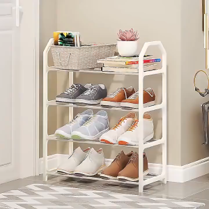 Rak Sepatu Sendal 4 Susun Stainless Besi/Plastik Serbaguna Portable LBR Kokoh [BEST SELLER]