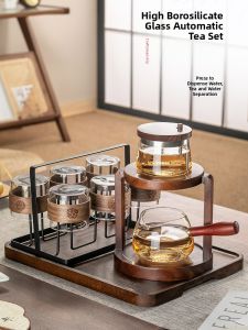 CRISTALGLASS | Automatic Press Type Glass Tea Set High-end Kung Fu Teacup and Teapot
