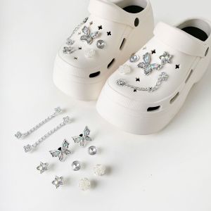 10Pcs Crocs Jibbitz Charms Detachable Crystal Diamond Shoe Buckle Shoe Chain Decoration for Crocs