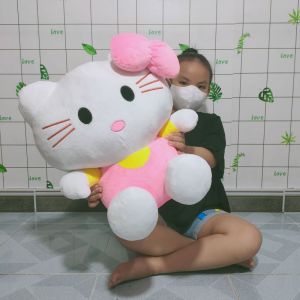THÚ BÔNG MÈO KITTY NHIỀU MÀU SIZE LỚN CHO BÉ GÁI VẢI NHUNG MỊN 100% GÒN MỀM