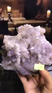 Đá thạch anh màu vàng nhũ tím hốc trứng tự nhien Citrine mã 381