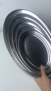 จานนึ่งปลา ถาดใส่ปลา จานเสริฟอาหาร วงรี สแตนเลส22 / 26 / 30 ซม.เหมาะสำหรับใช้ใส่นึ่งปลา เสริฟอาหาร จานเปลสแตนเลส