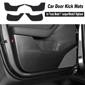 Car Door Kick Mats for Tesla Model Y Juniper/Model3 Highland Leather Sticker Seat Sides Protective Mats Pad Car Accessories 2025