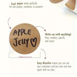 500 Sheets/roll Kraft Paper Round Self-adhesive Labels Categorization Labels DIY Name Tags Personalized Labels Party Decorations