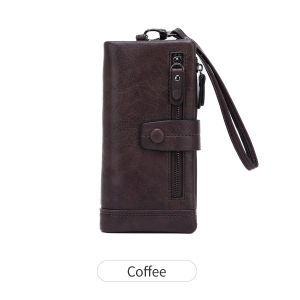 Fashion Womens Long Wallet RFID Blocking Three Fold Large Capacity Handbags Retro Multifunctional PU Leather Credit Card holder