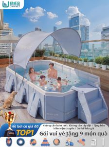 GWYNET | Bể Bơi Dành Cho Trẻ Em Có Mái Che Gấp Đựng Dùng Ngoài Trời Kích Thước Lớn