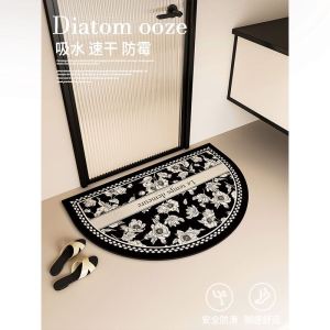 American Retro Bathroom Mat Silicon Dendroid Entrance Semi-Circular High Absorbency Quick Dry Toilet Anti-Slip Carpet