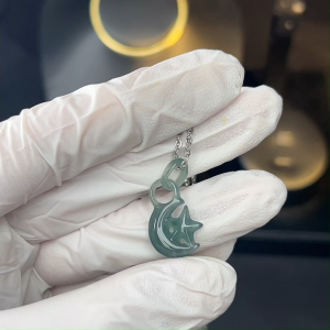 TIMESWIND Natural Original A-type Jade Star Moon Hollow Pendant S925 Silver Women Necklace Fashion Jewelry with Certificate