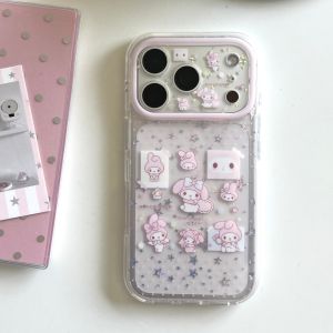 Sanrio | Korean INS Bling Star My Melody Transparent Case For iphone 17 15 16 Pro Max Sweet Cute Style Shockproof Protective Phone Cover