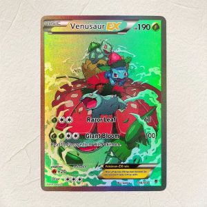 M&G |  English Venusaur EX 008/004 DIY Holographic Foil Texture Card Perfect Condition Premium Anime Collection Card
