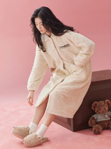 Coral Fleece Fluffy Robe Long