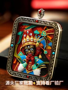 Original Design Cinnabar Handmade Pendant Necklace Featuring Chinese Zodiac Gods Buddha and Guanyin Ideal for Men and Women