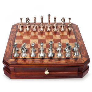 High-end chessboard 30.5cm/12inch international chess set with metal pieces includes 2 additional queens. various holiday gifts.