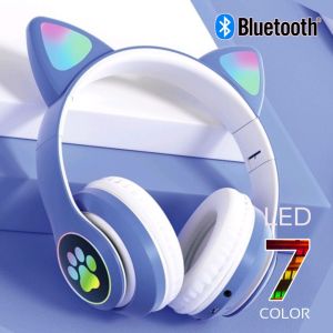 HEADSET BLUETOOTH หูฟังบลูทูธ หูฟังไร้สาย หูฟังไร้สายแบบครอบหูหูฟัง Cat Ear ที่ได้รับความนิยมมากที่สุดพับได้ใช้ได้ทั้งมือถือหรือคอมพิวเตอร์เรียนหรือเล่นออนไลน์ ชุดหูฟังมีไมโครโฟนในตัวสําหรับการโทรด้วยเสียง ชุดหูฟังนี้ไม่ จำกัด อายุ