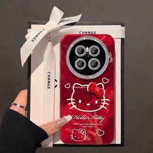 Kitty Cat Butterfly Knot Huawei Mate70 pro Phone Case New Year Red Protection Cute Cartoon Silicone Shell for Huawei P60 Nova13