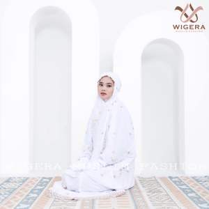 WIGERA-Mukena Terusan Dewasa Bordir Motif Bunga Daura Mukenah langsungan Wanita Dewasa
