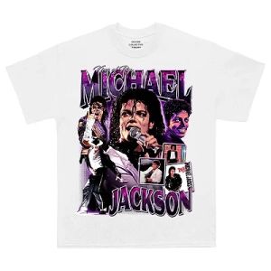 Bandai | Women Men Kids "Michael Jackson" T-shirts Printed Short Sleeve American Vintage Vintage Summer Street Fashion Trend T-shirts