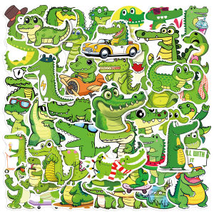 50 Pcs Cartoon Crocodile Graffiti Stickers Cute Animal Waterproof PVC Decals for Water Bottle Luggage Journal Laptop Gift