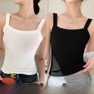 MiiOW | Black Strapless Knitted Vest Womens Inner Match Suit Spring Summer Outdoor Wear To Cover Side Breast Square Collar Base Knit Sport Top