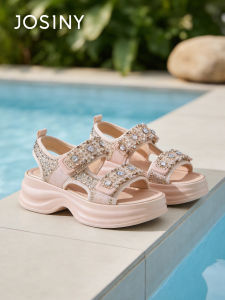 Josiny | Comfortable Thick Soled Sparkly Sandals Women