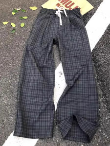 Quần Ống Rộng Cleanfit Grey Plaid Cho Nam Mùa Hè Mỏng Rộng Rãi Quần Ống Đứng Phong Cách Mỹ Quần Ống Rộng Thoáng Khí