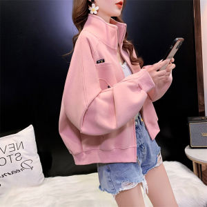 เสื้อแจ็คเก็ตสเวตเตอร์คอวีมีซิปสำหรับผู้หญิงไซส์ใหญ่ ฤดูใบไม้ร่วง ฤดูใบไม้ผลิ ฤดูใบไม้ร่วง ฤดูหนาว เสื้อคลุมกันหนาวแบบบางสั้น เทรนด์ใหม่