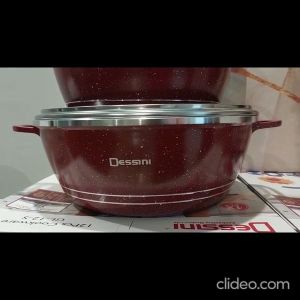 COLOR MARRON - DESSINI ITALY LOOSE (Original) Casserole Die Cast Aluminum Non Stick Pot Bowl Fry Pan Cookware Tool with Cover PERIUK