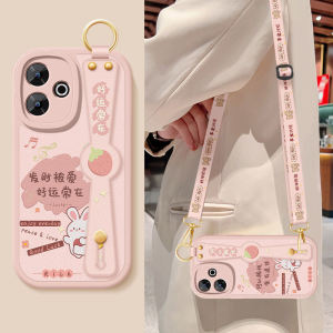 Xiaomi Redmi Note13R Silicone Leather Wallet Case Crossbody Wrist Strap Anti-fall Protection Full Cover 5G Compatible Womens Model