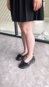 Size 35-40 College Style Leather Shoes Womens New Style Pearl Bowknot Fashion Casual Heavy Heel Mary Jane Shoes