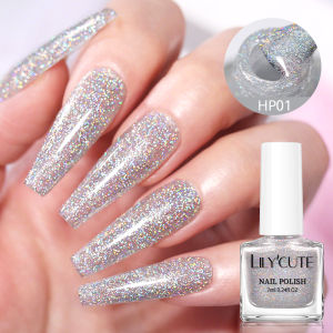 LILYCUTE 7ml Sliver Holographic Nail Polish Glitter Colorful Shining Effect Nail Art Varnish No Need Lamp Air Dry