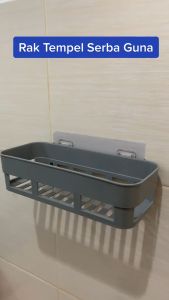 Rak Kamar Mandi Persegi Panjang Tanpa Paku Rak Toilet Gantung Serbaguna Rak odol serbaguna