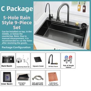 Integral Waterfall Single Bowl Stainless Steel Kitchen Sink