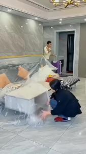 12M Tự Dính Bảo Vệ Nội Thất Phim Chống Thấm Nước Chống Bụi Tranh Treo Tường Che Phủ Vải Thả Vải Tấm Nhựa